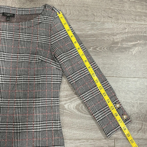 NWOT Talbots Petite Pearl Button Cuff 3/4 Sleeve Plaid Top P (0-2 Petite) - Picture 10 of 16